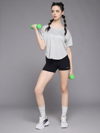 MKH Women Grey Breathable Gym Workout T-Shirt for Daily Activity