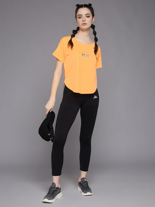 MKH Women Orange Stretchable Gym T-Shirt for Training and Activity