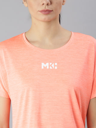 MKH Women Orange Soft Comfort Training T-Shirt for Fitness Routine