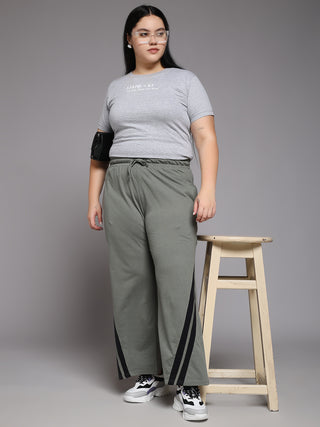 MKH Women Plus Size Green Workout Track Pants