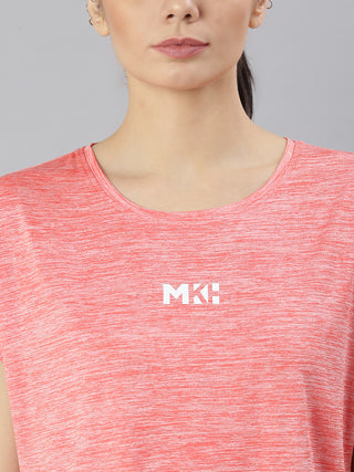 MKH Women Red Lightweight Sports T-Shirt for Outdoor Fitness