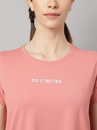 MKH Women Pink Breathable Gym Training T-Shirt for Outdoor Use