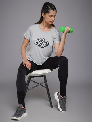 MKH Women Grey Daily Wear Modern Typography Graphic T-Shirt