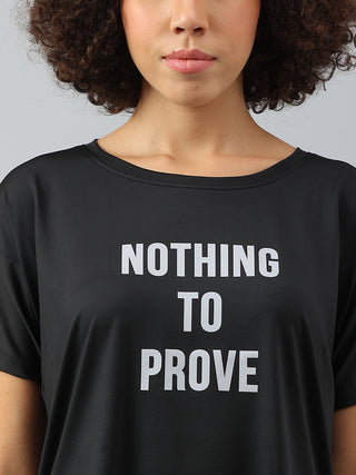 MKH Women Black  Nothing To Prove Dri-Fit Relaxed Fit T-Shirt