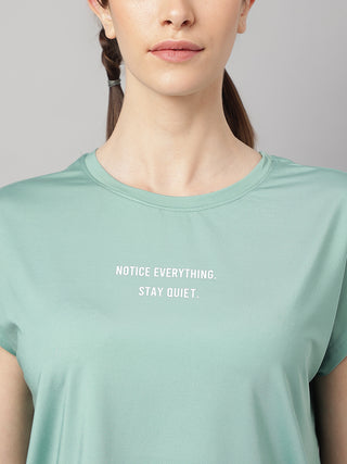 MKH Women Sea Green UrbanSprint Daily Workout T-Shirt