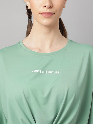 WRITE THE FUTURE WOMEN GREEN DRI-FIT RELAXED FIT T-SHIRT