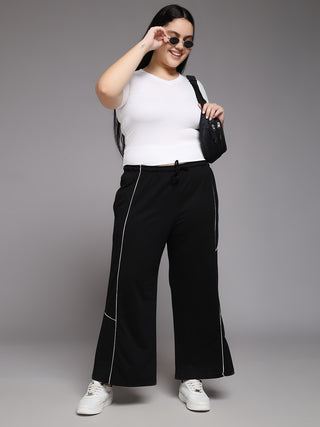 MKH Women Plus Size Black Stretchable Track Pants