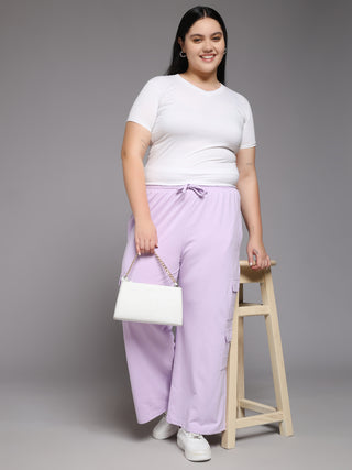 MKH Women Plus Size Purple High Waist Lounge Pants