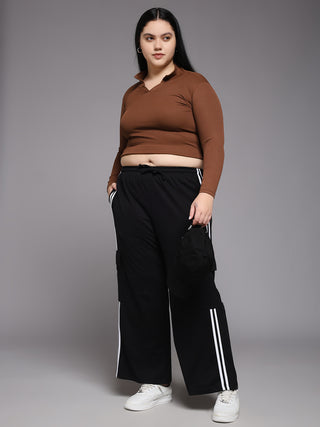 MKH Women Plus Size Black Everyday Track Pants