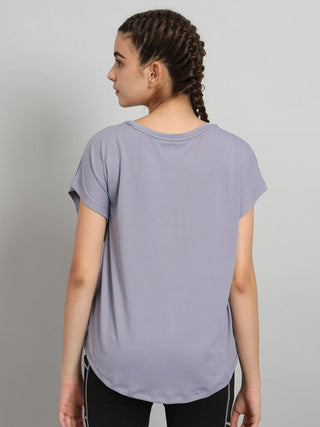 MKH Women Lavender Slim Fit Dri-Fit T-Shirt