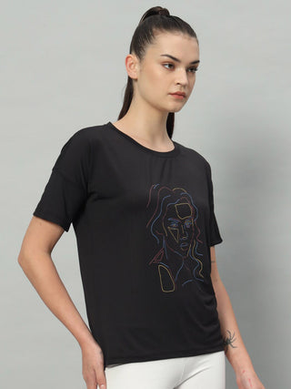 MKH Women Black Breathable Training T-Shirt for Gym Sessions