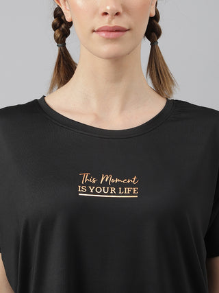 MKH Black Women Moment Dri-Fit Relaxed Fit T-Shirt