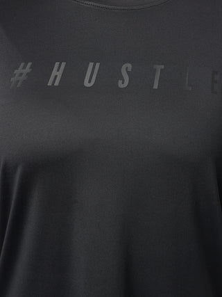 HUSTLE WOMEN BLACK DRI-FIT RELAXED FIT T-SHIRT