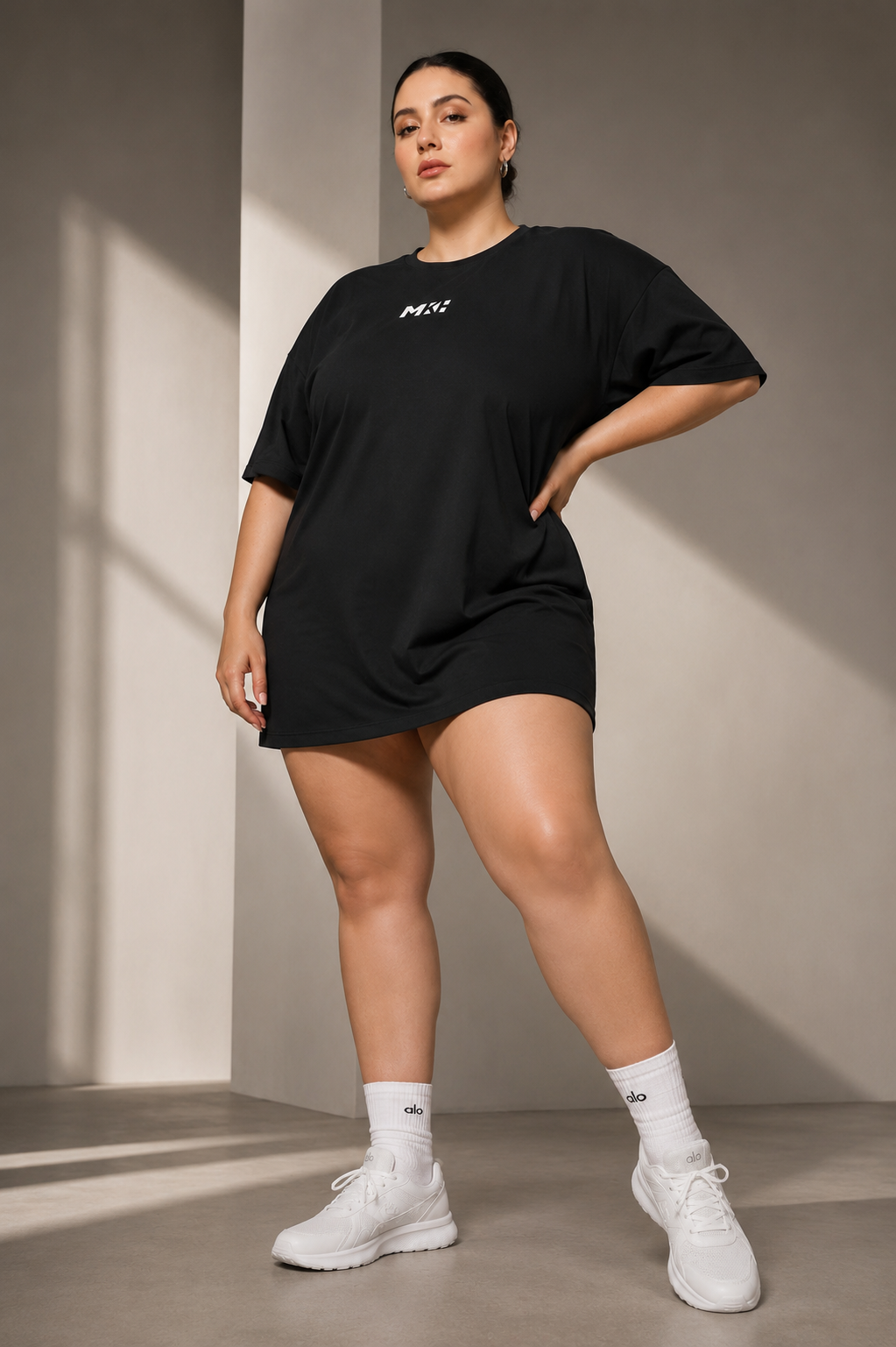 MKH Black Women Air Flex Long Fit Plus Size Tee – Sweat Guard Technology for All-Day Comfort