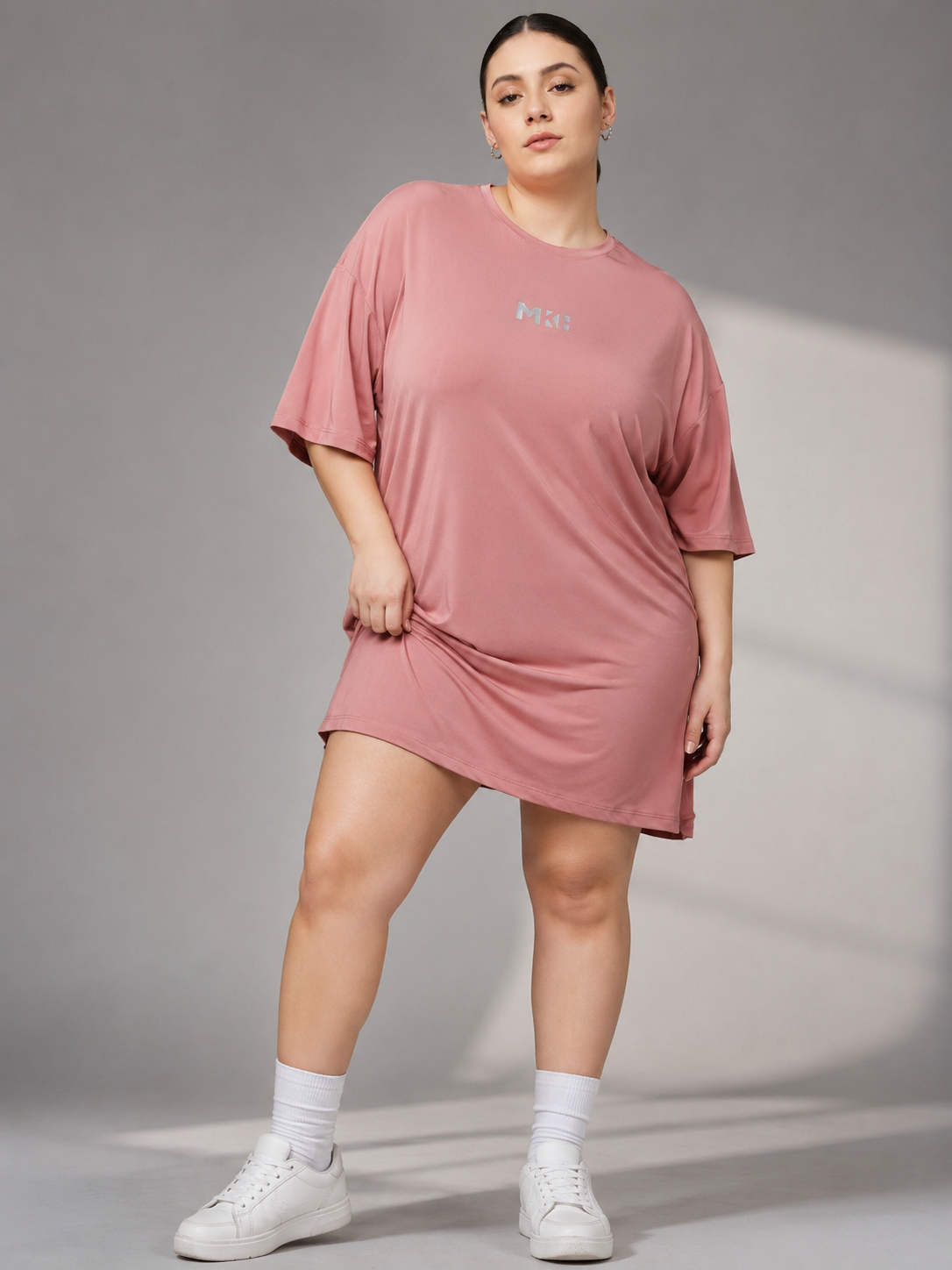 MKH Onion Pink Women Flex Long Active Plus Size T-Shirt – Stretchable & Quick Dry Comfort Fit