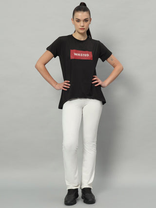 MKH Women Black Soft Workout T-Shirt for Fitness and Outdoor Use