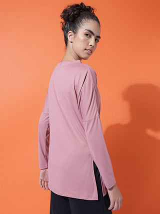 MKH Women Onion Pink Breathable Activewear T-Shirt