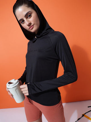 MKH Women Black Long Sleeve Fitness T-Shirt
