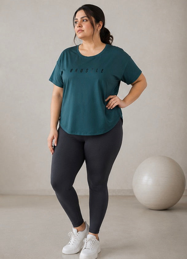 MKH Teal Women PowerMove Gym Training Plus Size T-Shirt