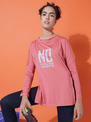 MKH Women Pink Athletic Fit Full Sleeve T-Shirt