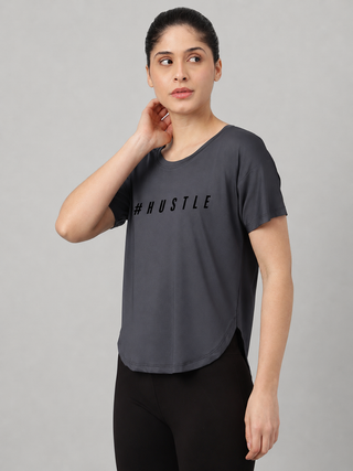 MKH Dark Grey Women SweatEase Comfort Gym Plus Size Tee