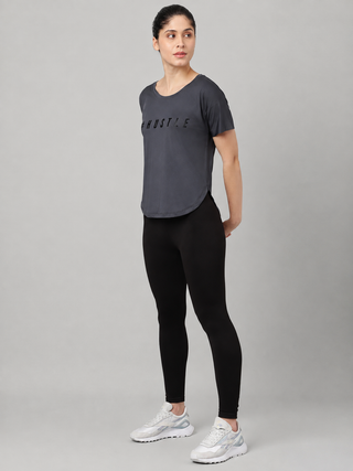 MKH Dark Grey Women SweatEase Comfort Gym Plus Size Tee