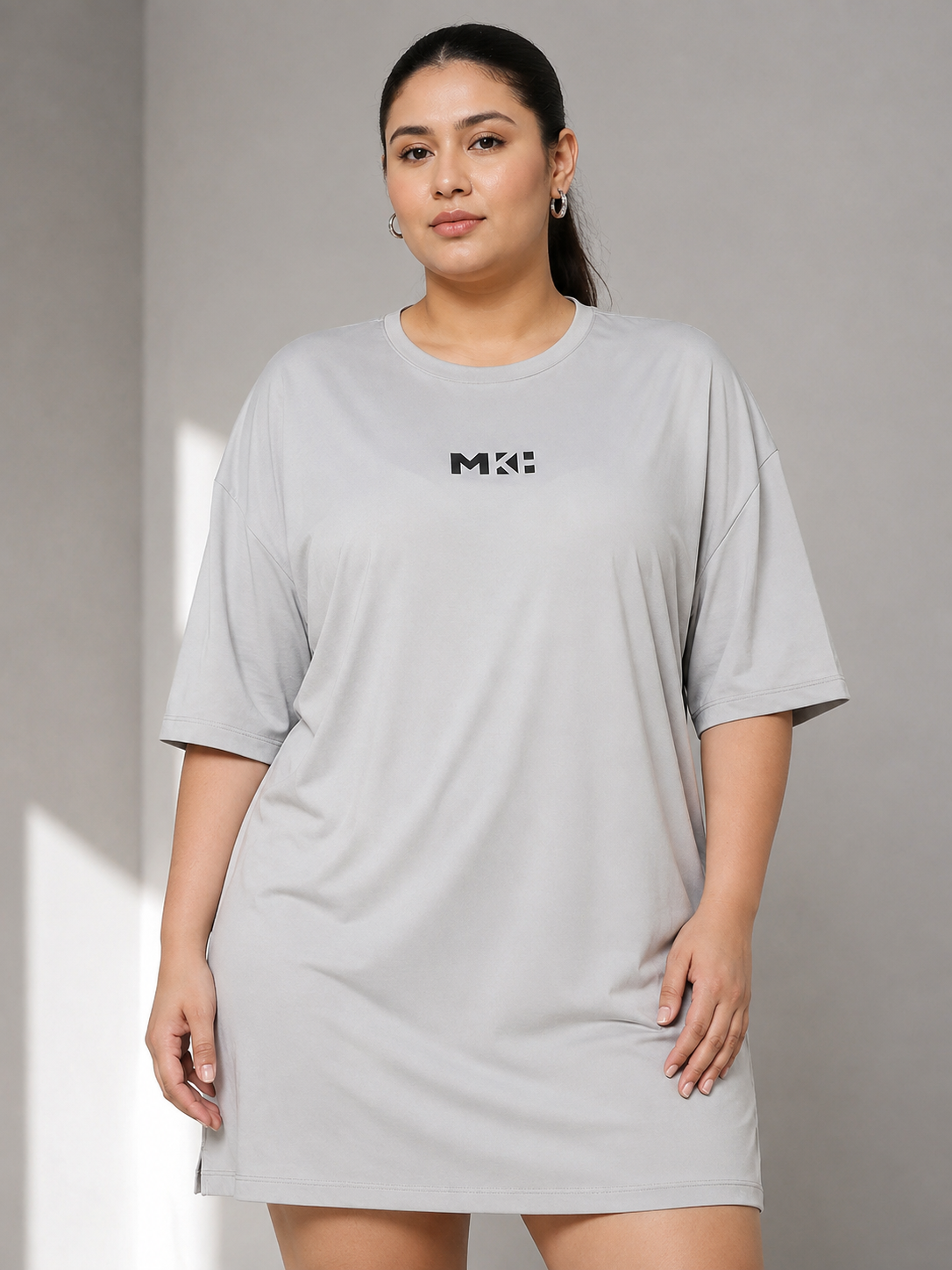 MKH Women Sand Grey Power Dry Long Training Plus Size T-Shirt – Sweat Wicking & Lightweight Feel