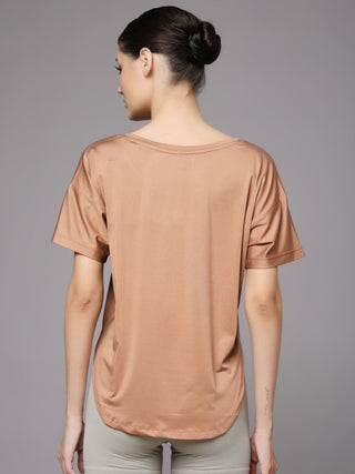 MKH Women Brown Everyday Contemporary Printed T-Shirt