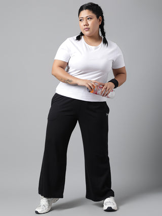 Peace Women Plus Size Wide Leg Relaxed Fit Sports Track Pants