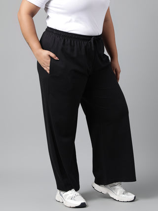 Peace Women Plus Size Wide Leg Relaxed Fit Sports Track Pants