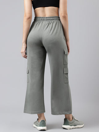 Women Grey Mid-Rise Relaxed-Fit Track Pants