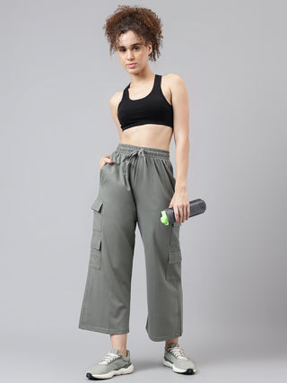 Women Grey Mid-Rise Relaxed-Fit Track Pants