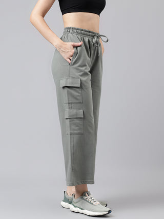 Women Grey Mid-Rise Relaxed-Fit Track Pants