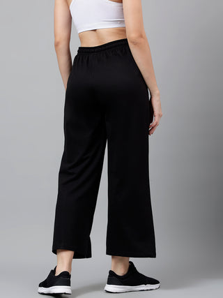 Women Black Mid-Rise Relaxed-Fit Track Pants