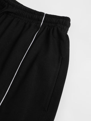 Women Black Mid-Rise Relaxed-Fit Track Pants