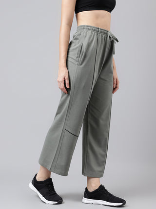 Women Grey Mid-Rise Relaxed-Fit Track Pants