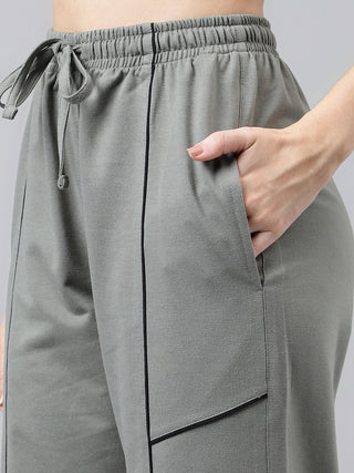 Women Grey Mid-Rise Relaxed-Fit Track Pants