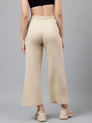 Women Beige Mid-Rise Relaxed-Fit Track Pants