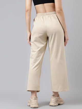 Women Beige Mid-Rise Relaxed-Fit Dry Fit Track Pants