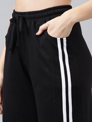 Women Black Mid-Rise Relaxed-Fit Dry Fit Track Pants