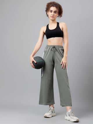 Women Green Mid-Rise Relaxed-Fit Dry Fit Track Pants