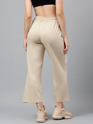 Women Beige Mid-Rise Relaxed-Fit Dry Fit Track Pants