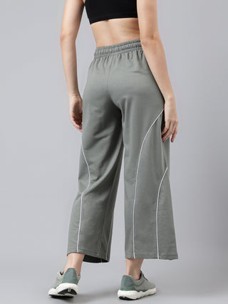 Women Green Mid-Rise Relaxed-Fit Track Pants