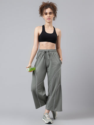 Women Green Mid-Rise Relaxed-Fit Track Pants