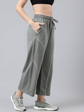 Women Green Mid-Rise Relaxed-Fit Track Pants