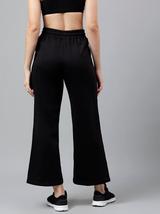 Women Black Mid-Rise Relaxed-Fit Track Pants