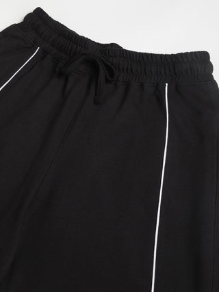 Women Black Mid-Rise Relaxed-Fit Track Pants