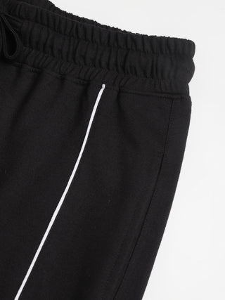 Women Black Mid-Rise Relaxed-Fit Track Pants