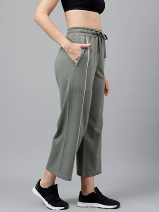 Women Green Mid-Rise Relaxed-Fit Track Pants