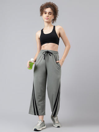 Women Green Mid-Rise Relaxed-Fit Track Pants